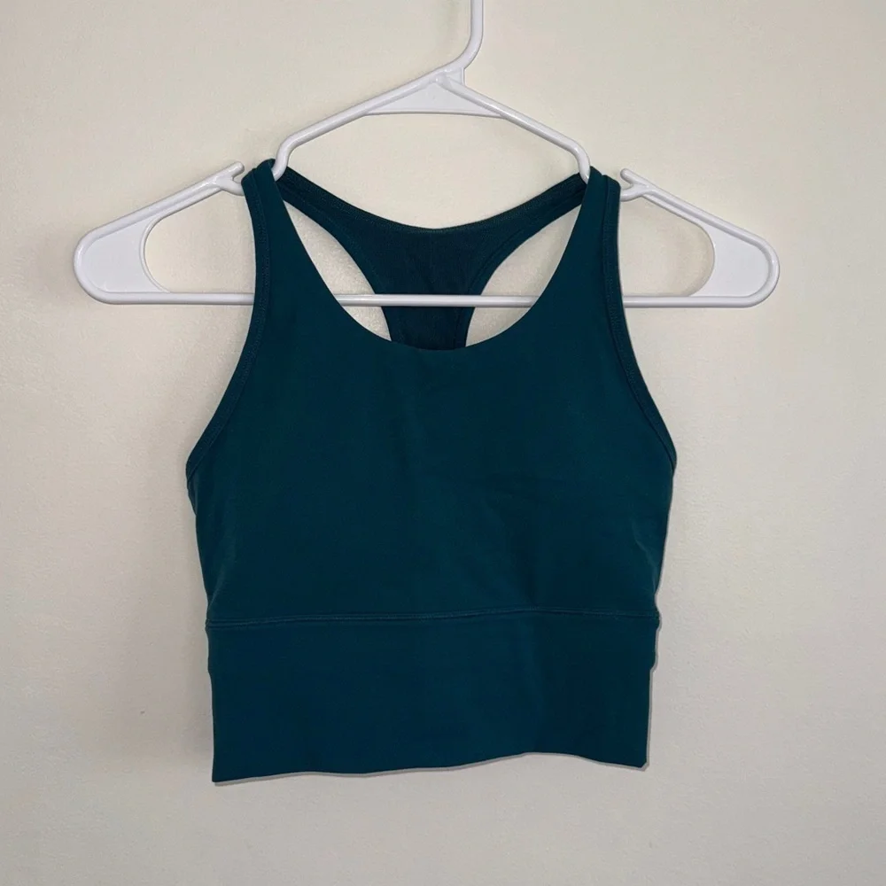 Stori Teal Longline Racerback Sports Bra Tank Top 2 - XS